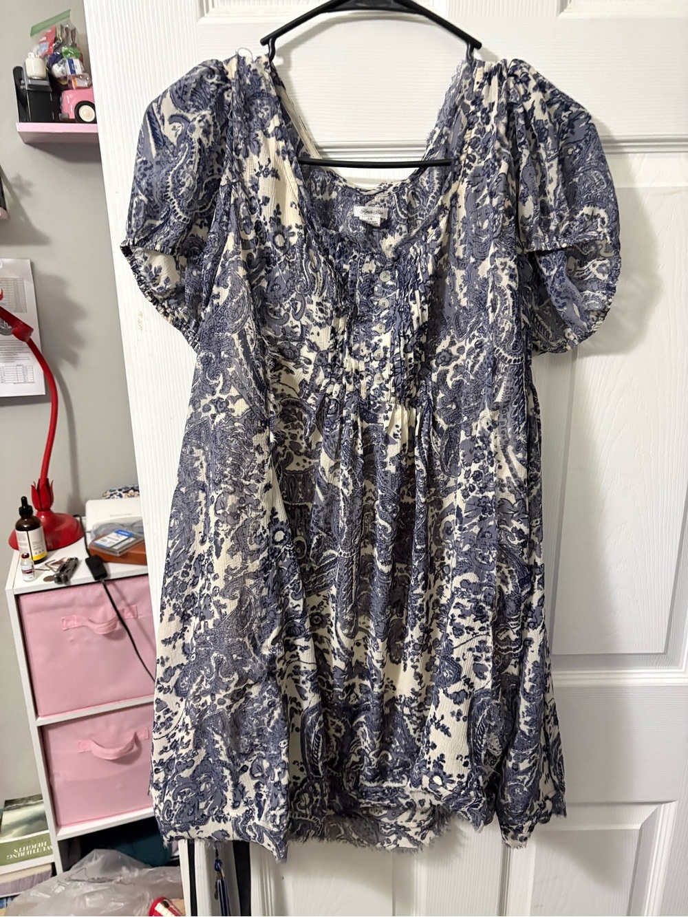 Kimchi Blue Blue and Cream Paisley Dress